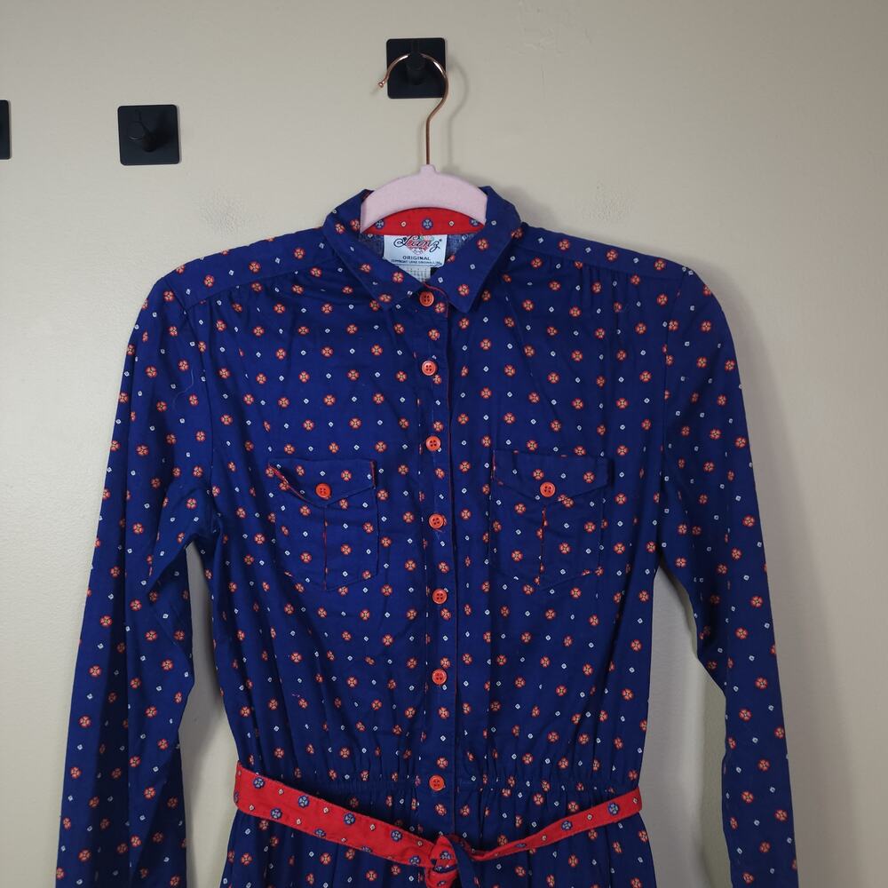 Vintage Lanz Original Cottagecore Blue Floral Long Sleeve Dress Size XS - Picture 2 of 12